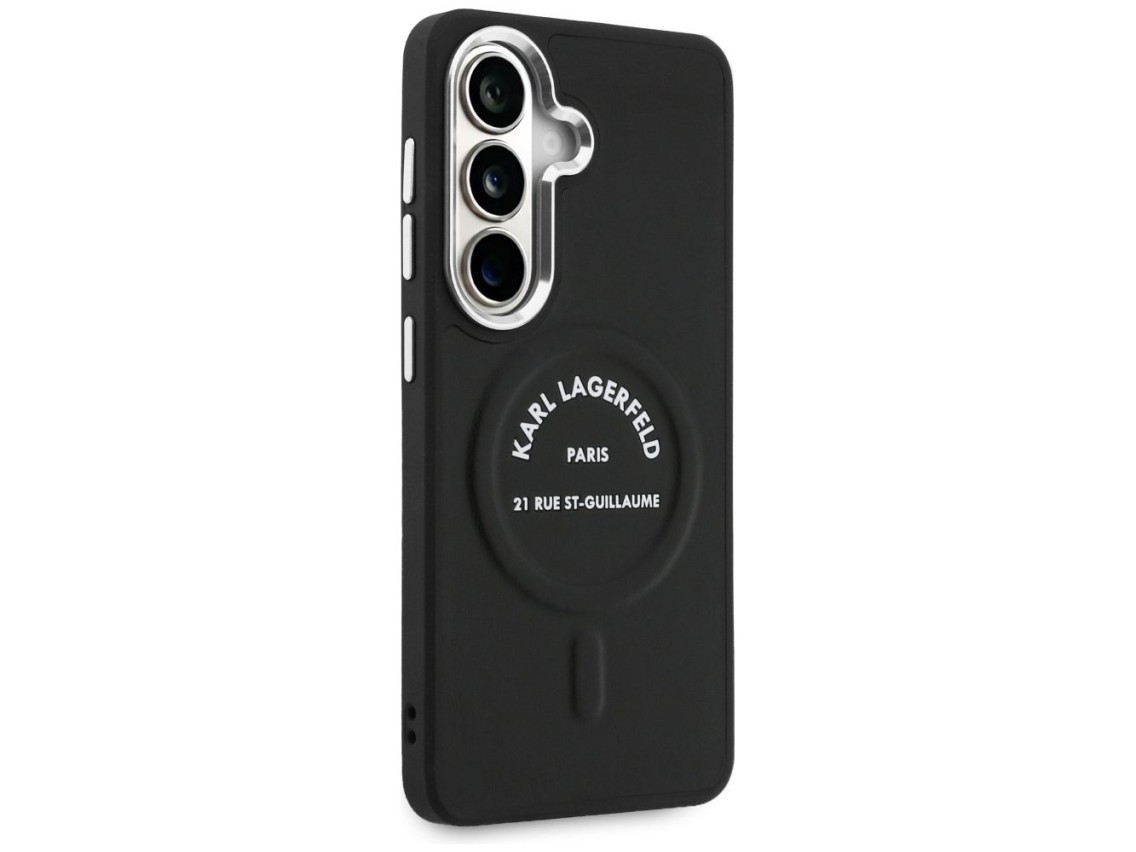 Capa MagSafe com logotipo RSG em relevo de Karl Lagerfeld para Samsung Galaxy S26+ - Preta