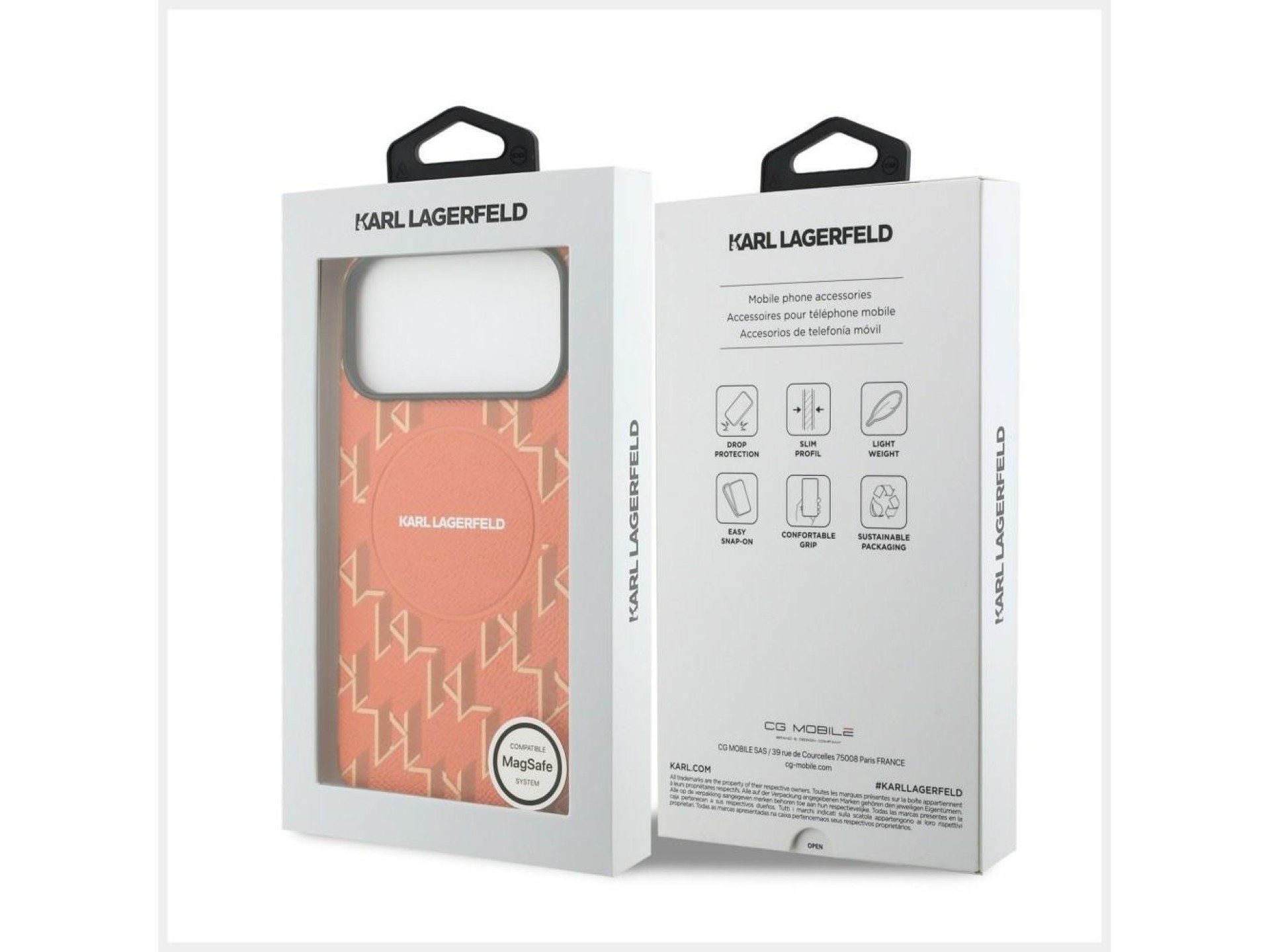 Funda MagSafe con monograma de Karl Lagerfeld para iPhone 17 Pro Max - Naranja