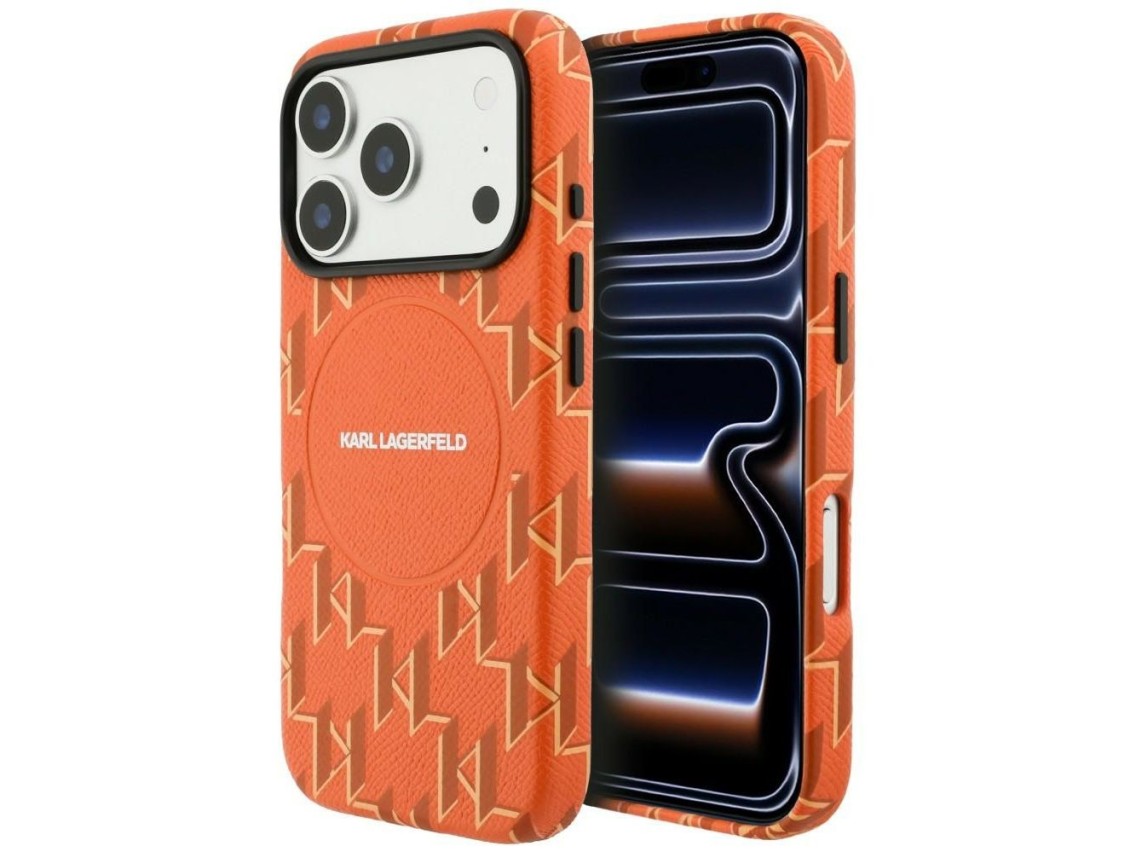 Capa MagSafe com o logotipo Monogram de Karl Lagerfeld para iPhone 17 Pro - Laranja