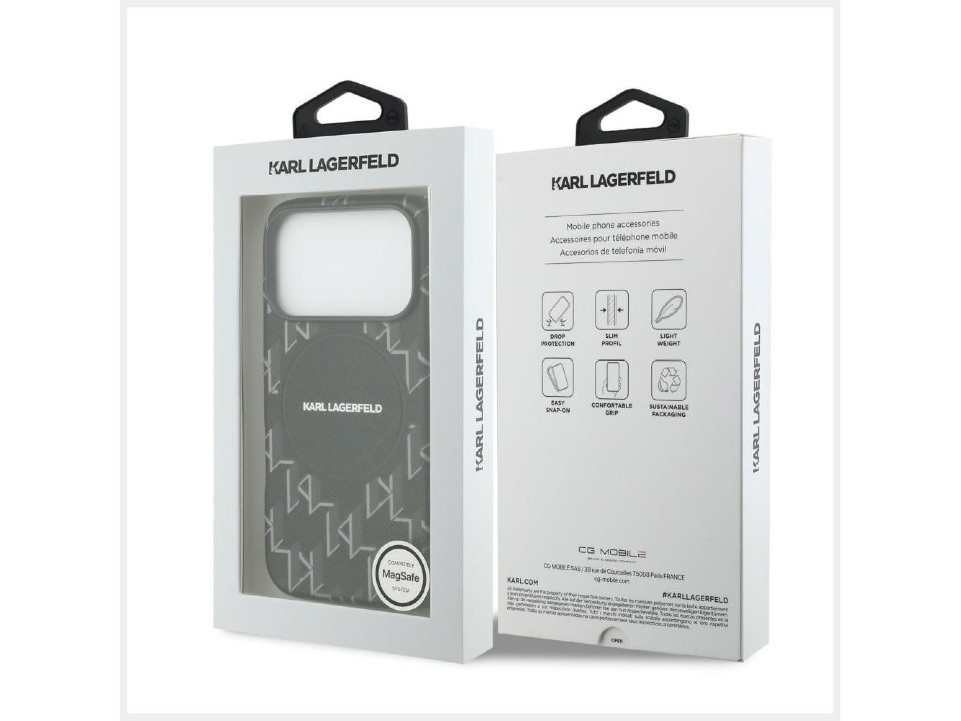 Karl Lagerfeld Monogram Logo MagSafe Case for iPhone 17 Pro - Black