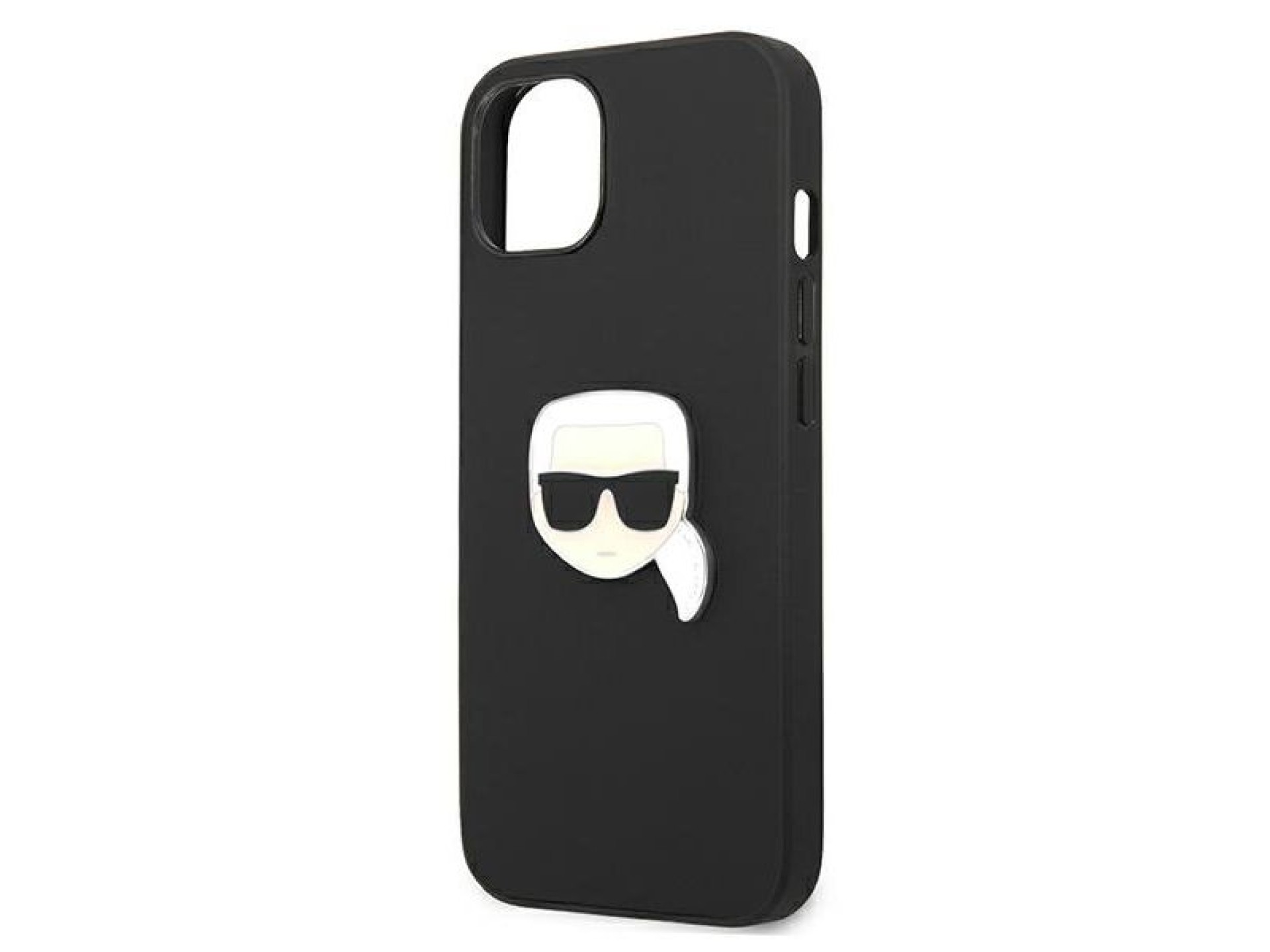Karl Lagerfeld Leather Ikonik Karl's Head Metal Case for iPhone 13 mini - Black
