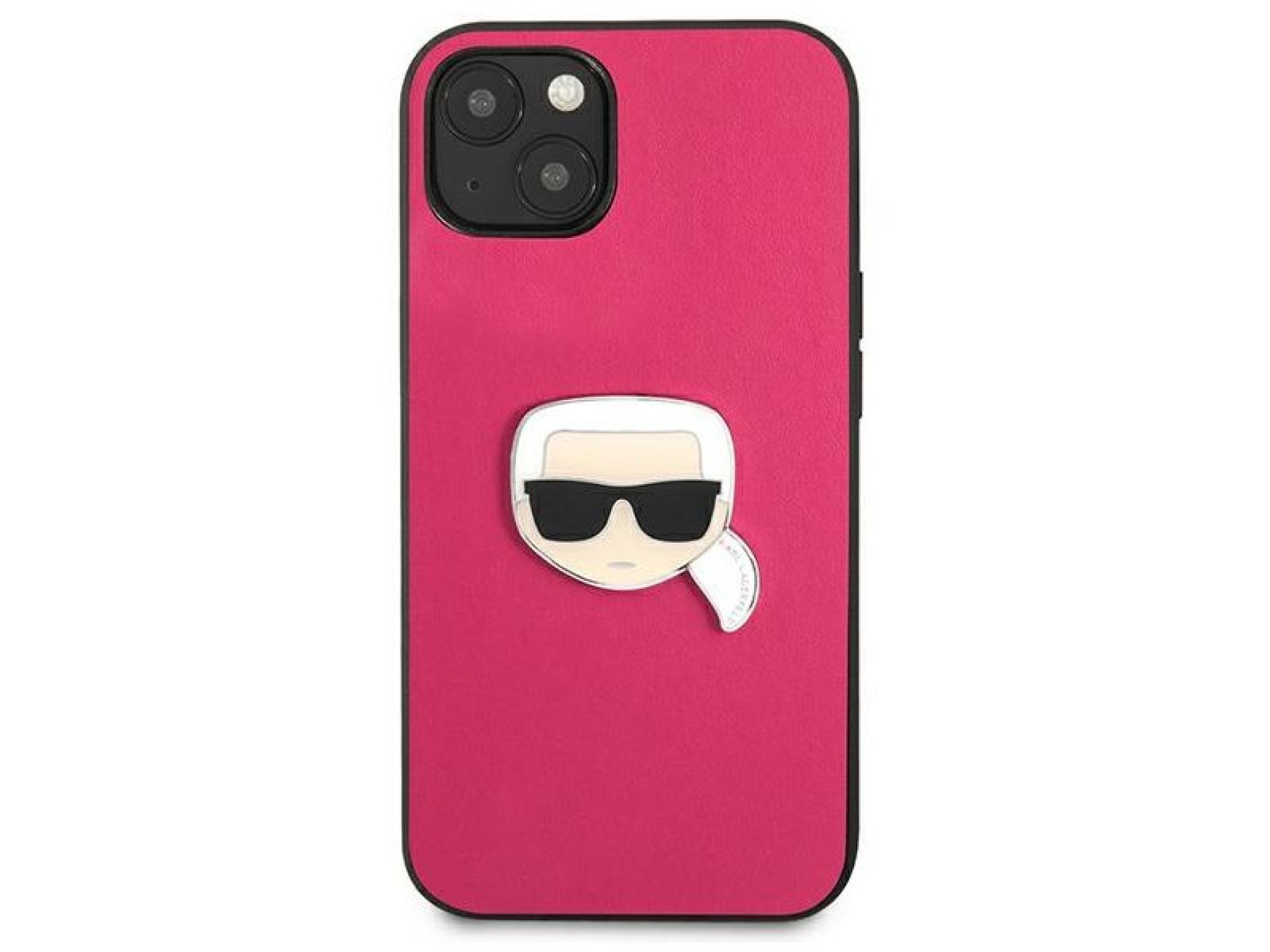 Karl Lagerfeld Leather Ikonik Karl's Head Metal Case for iPhone 13 mini - Pink