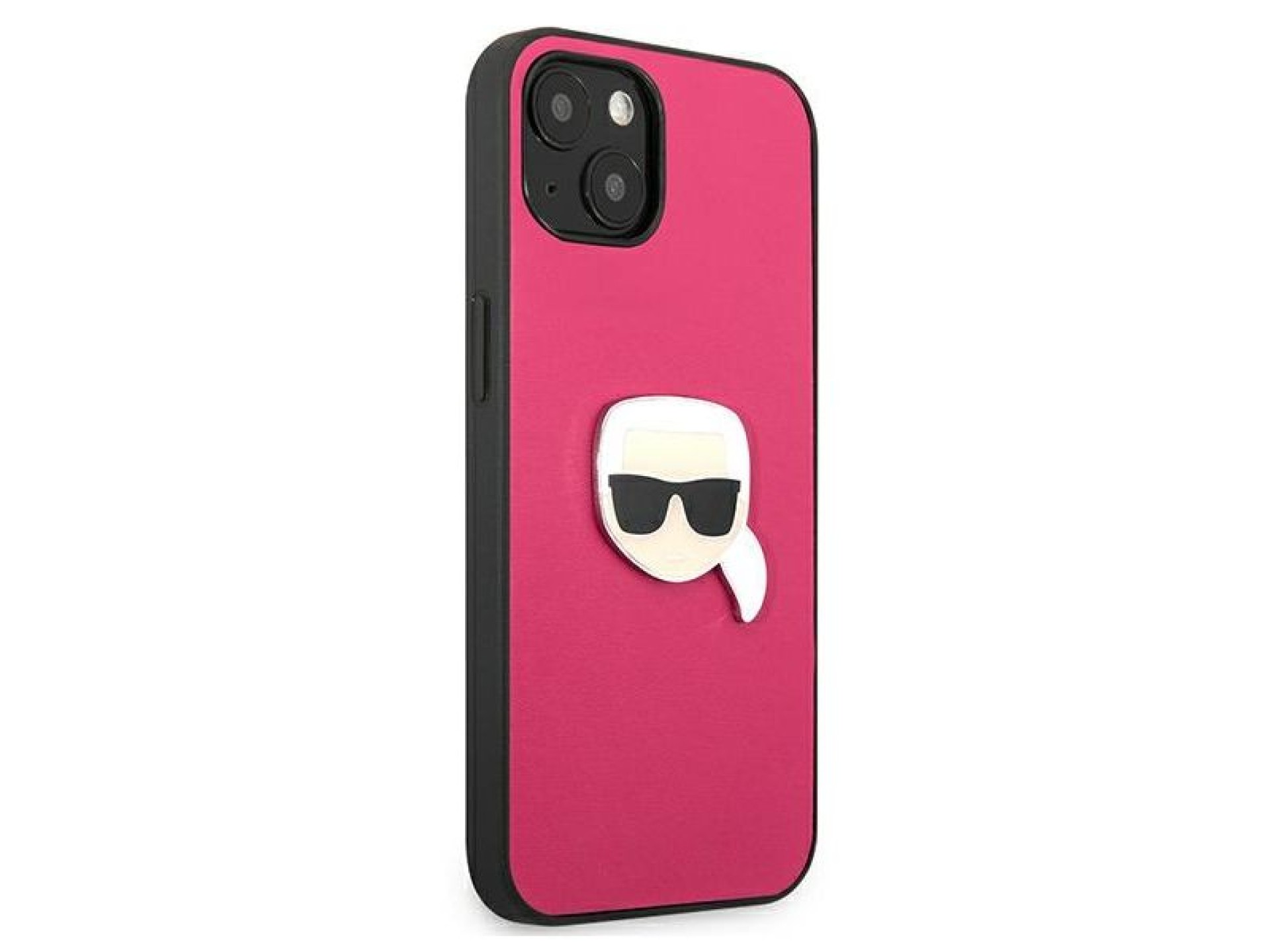 Karl Lagerfeld Leather Ikonik Karl's Head Metal Case for iPhone 13 mini - Pink