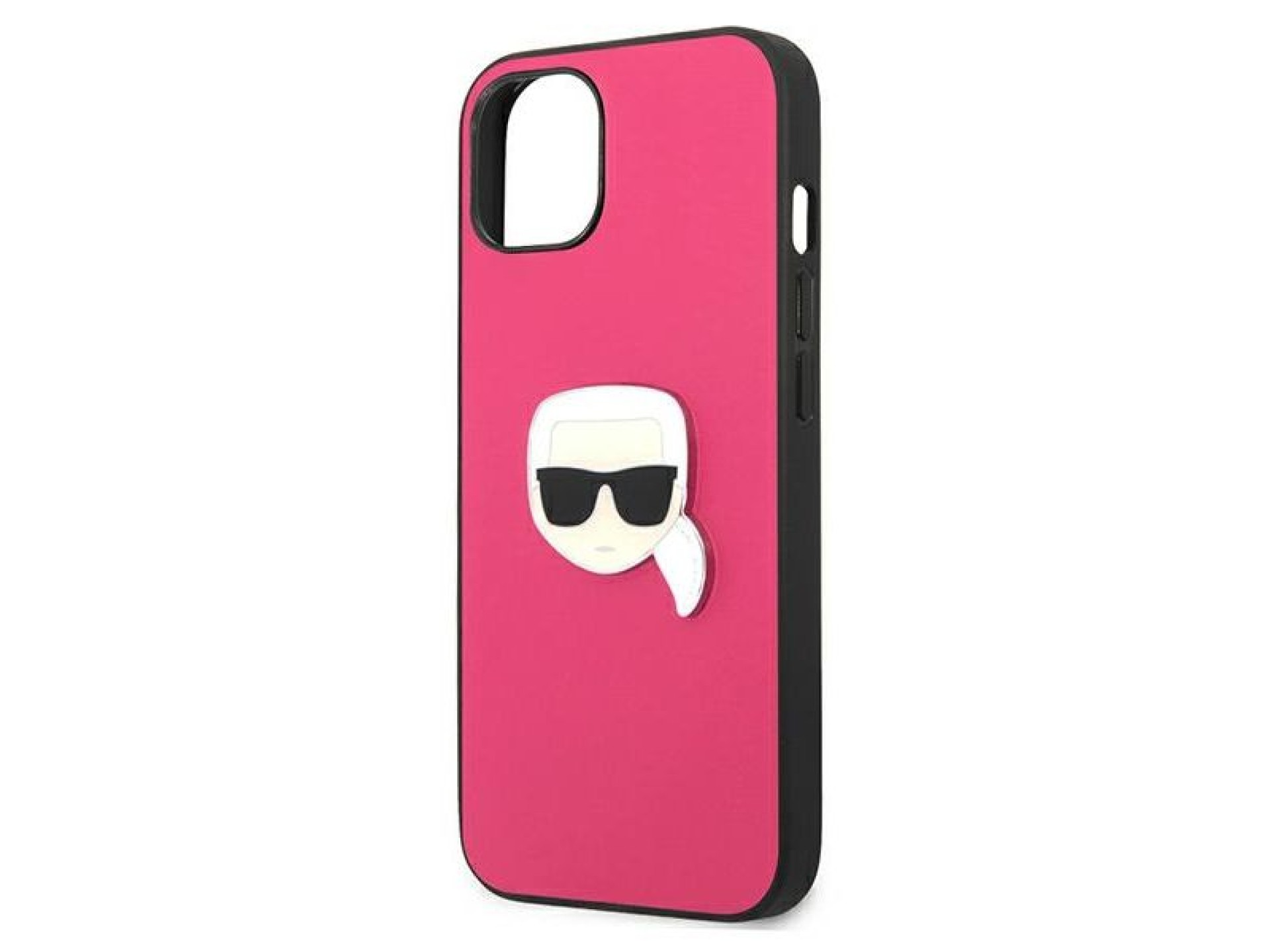 Karl Lagerfeld Leather Ikonik Karl's Head Metal Case for iPhone 13 mini - Pink