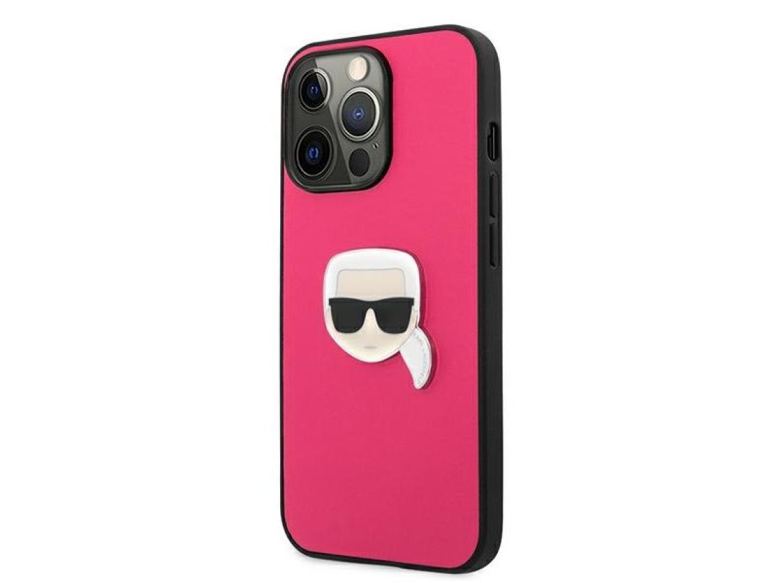 Karl Lagerfeld Leather Ikonik Karl's Head Metal Case for iPhone 13 Pro / 13 6.1" - Pink