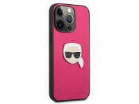 Karl Lagerfeld Leather Ikonik Karl's Head Metal Case for iPhone 13 Pro / 13 6.1" - Pink Karl Lagerfeld Leather Ikonik Karl's Head Metal Case for iPhone 13 Pro / 13 6.1" - Pink