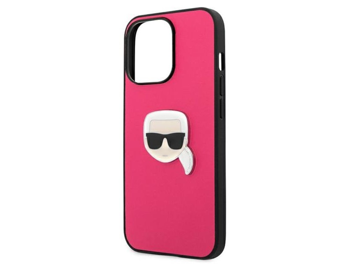 Karl Lagerfeld Leather Ikonik Karl's Head Metal Case for iPhone 13 Pro / 13 6.1" - Pink