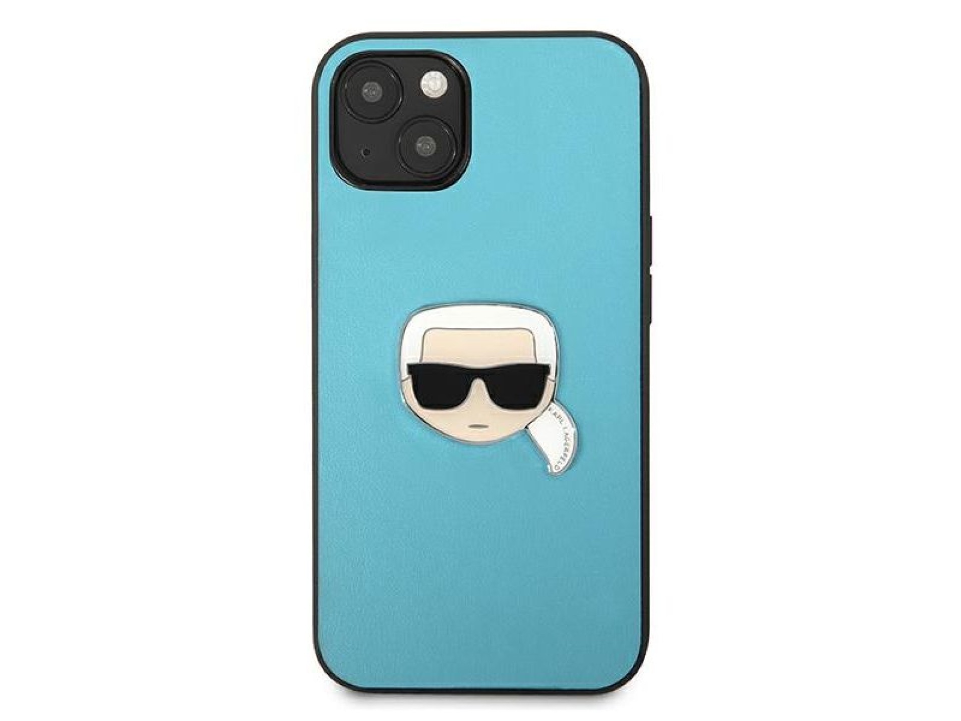 Funda de piel Karl Lagerfeld Ikonik Karl's Head Metal para iPhone 13 mini - Azul