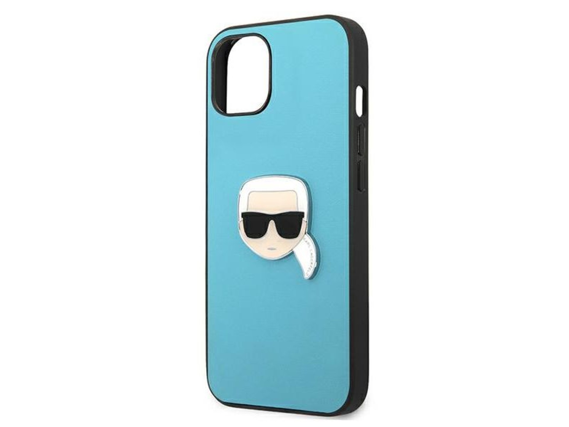 Funda de piel Karl Lagerfeld Ikonik Karl's Head Metal para iPhone 13 mini - Azul