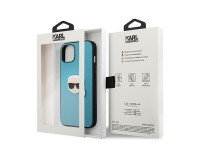 Funda de piel Karl Lagerfeld Ikonik Karl's Head Metal para iPhone 13 mini - Azul Funda de piel Karl Lagerfeld Ikonik Karl's Head Metal para iPhone 13 mini - Azul