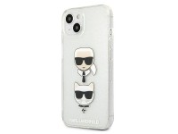 Capa para iPhone 13 mini com glitter Karl Lagerfeld Karl's & Choupette Head - prata Capa para iPhone 13 mini com glitter Karl Lagerfeld Karl's & Choupette Head - prata
