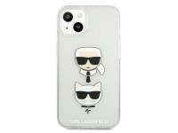 Capa para iPhone 13 mini com glitter Karl Lagerfeld Karl's & Choupette Head - prata Capa para iPhone 13 mini com glitter Karl Lagerfeld Karl's & Choupette Head - prata