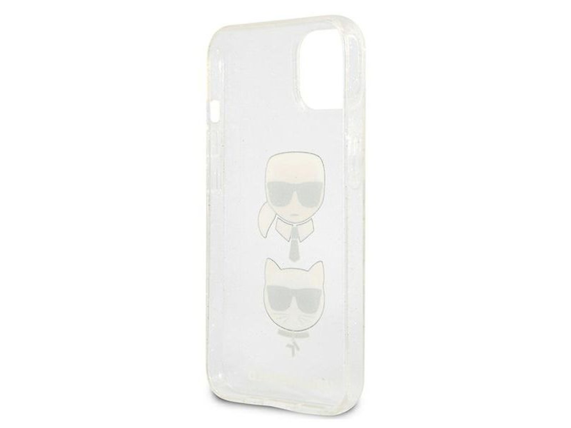Capa para iPhone 13 mini com glitter Karl Lagerfeld Karl's & Choupette Head - prata
