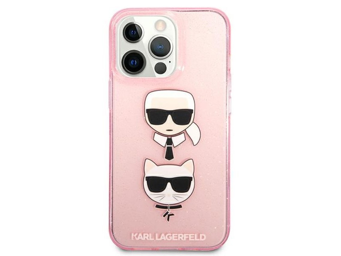 Karl Lagerfeld KLHCP13LKCTUGLP iPhone 13 Pro / 13 6,1" rózowy/rosa capa rígida Glitter Karl's & Chou