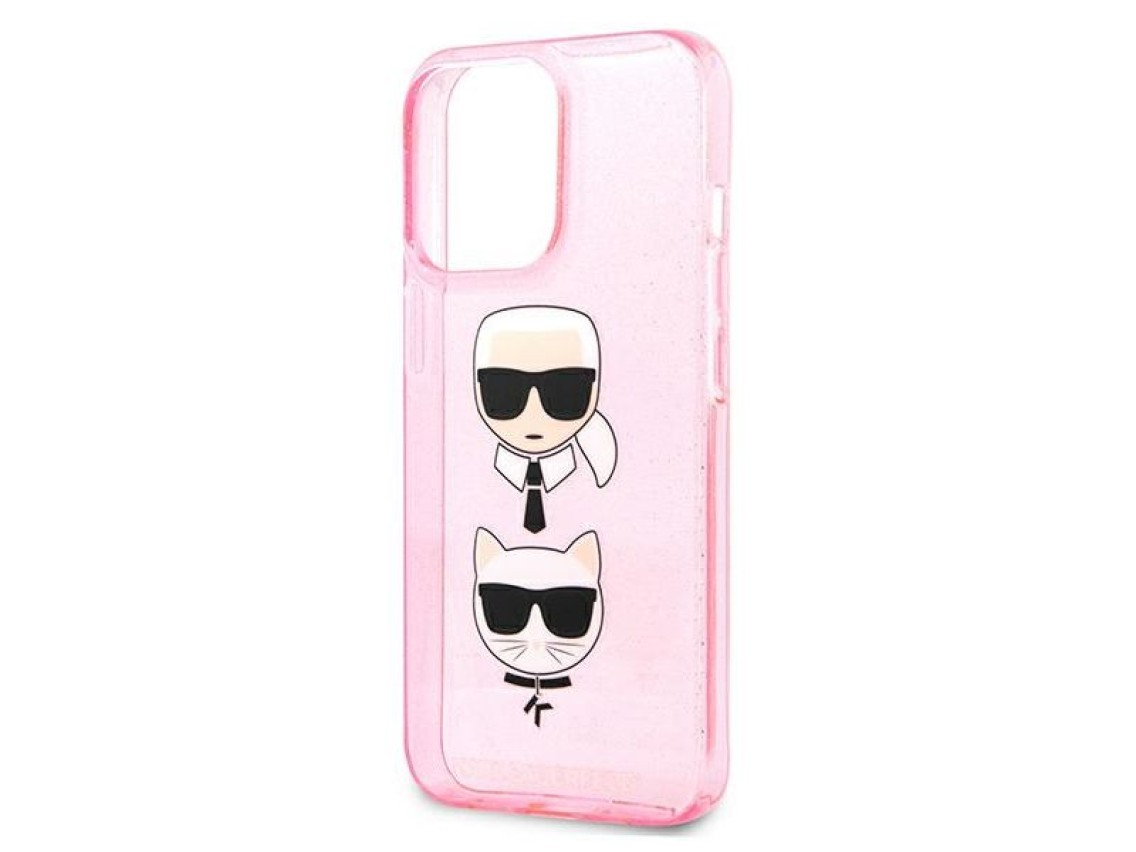 Karl Lagerfeld KLHCP13LKCTUGLP iPhone 13 Pro / 13 6,1" rózowy/rosa capa rígida Glitter Karl's & Chou