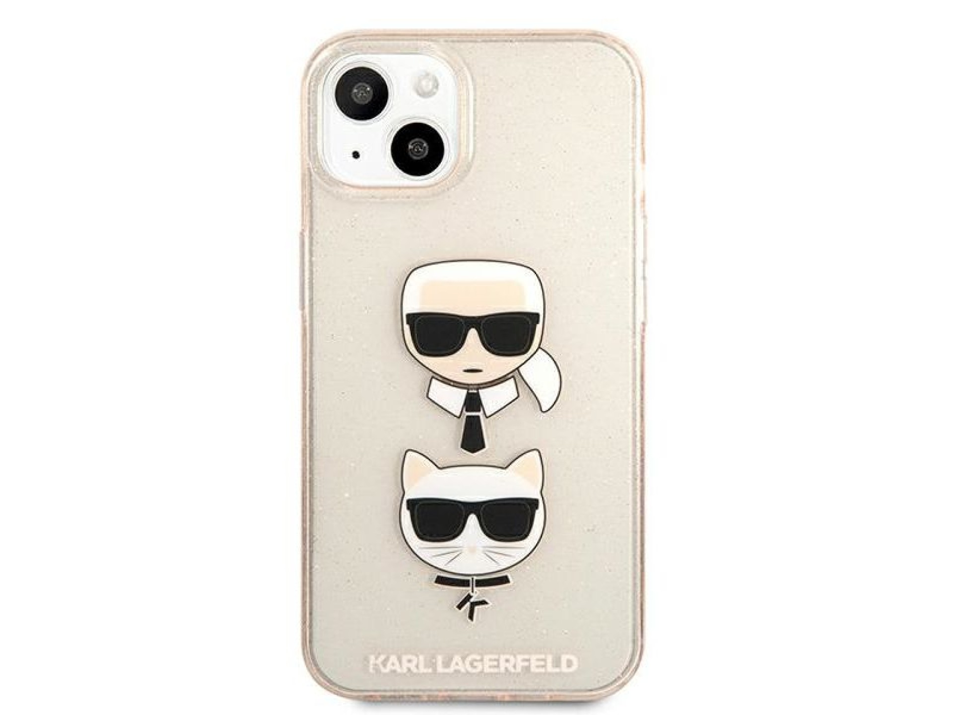 Karl Lagerfeld Glitter Karl's & Choupette Head Case for iPhone 13 mini - Gold