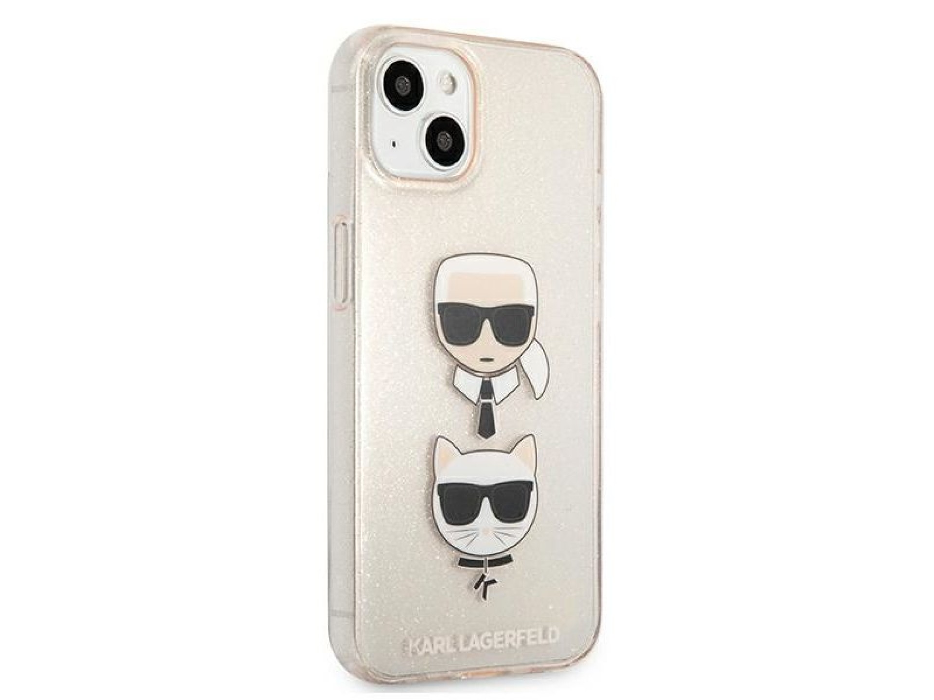 Karl Lagerfeld Glitter Karl's & Choupette Head Case for iPhone 13 mini - Gold