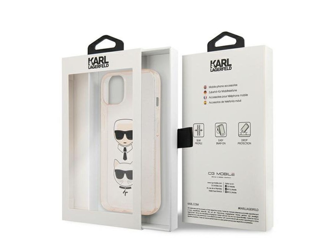 Karl Lagerfeld Glitter Karl's & Choupette Head Case for iPhone 13 mini - Gold