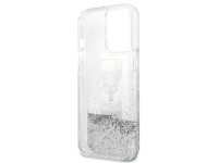 Capa Karl Lagerfeld Liquid Glitter Karl&Choupette Head para iPhone 13 Pro / iPhone 13 - prata