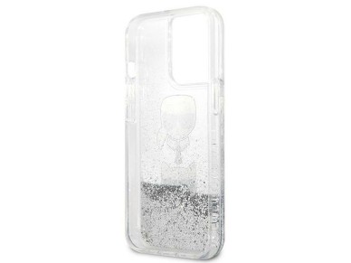 Karl Lagerfeld Liquid Glitter Karl&Choupette Head case for iPhone 13 Pro / iPhone 13 - silver