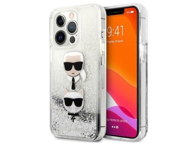 Karl Lagerfeld Liquid Glitter Karl&Choupette Head case for iPhone 13 Pro Max - silver Karl Lagerfeld Liquid Glitter Karl&Choupette Head case for iPhone 13 Pro Max - silver