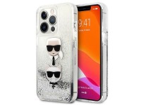 Capa Karl Lagerfeld Liquid Glitter Karl&Choupette Head para iPhone 13 Pro Max - prata Capa Karl Lagerfeld Liquid Glitter Karl&Choupette Head para iPhone 13 Pro Max - prata