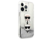 Capa Karl Lagerfeld Liquid Glitter Karl&Choupette Head para iPhone 13 Pro Max - prata Capa Karl Lagerfeld Liquid Glitter Karl&Choupette Head para iPhone 13 Pro Max - prata