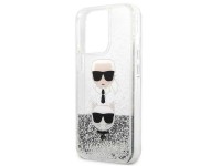 Capa Karl Lagerfeld Liquid Glitter Karl&Choupette Head para iPhone 13 Pro Max - prata Capa Karl Lagerfeld Liquid Glitter Karl&Choupette Head para iPhone 13 Pro Max - prata