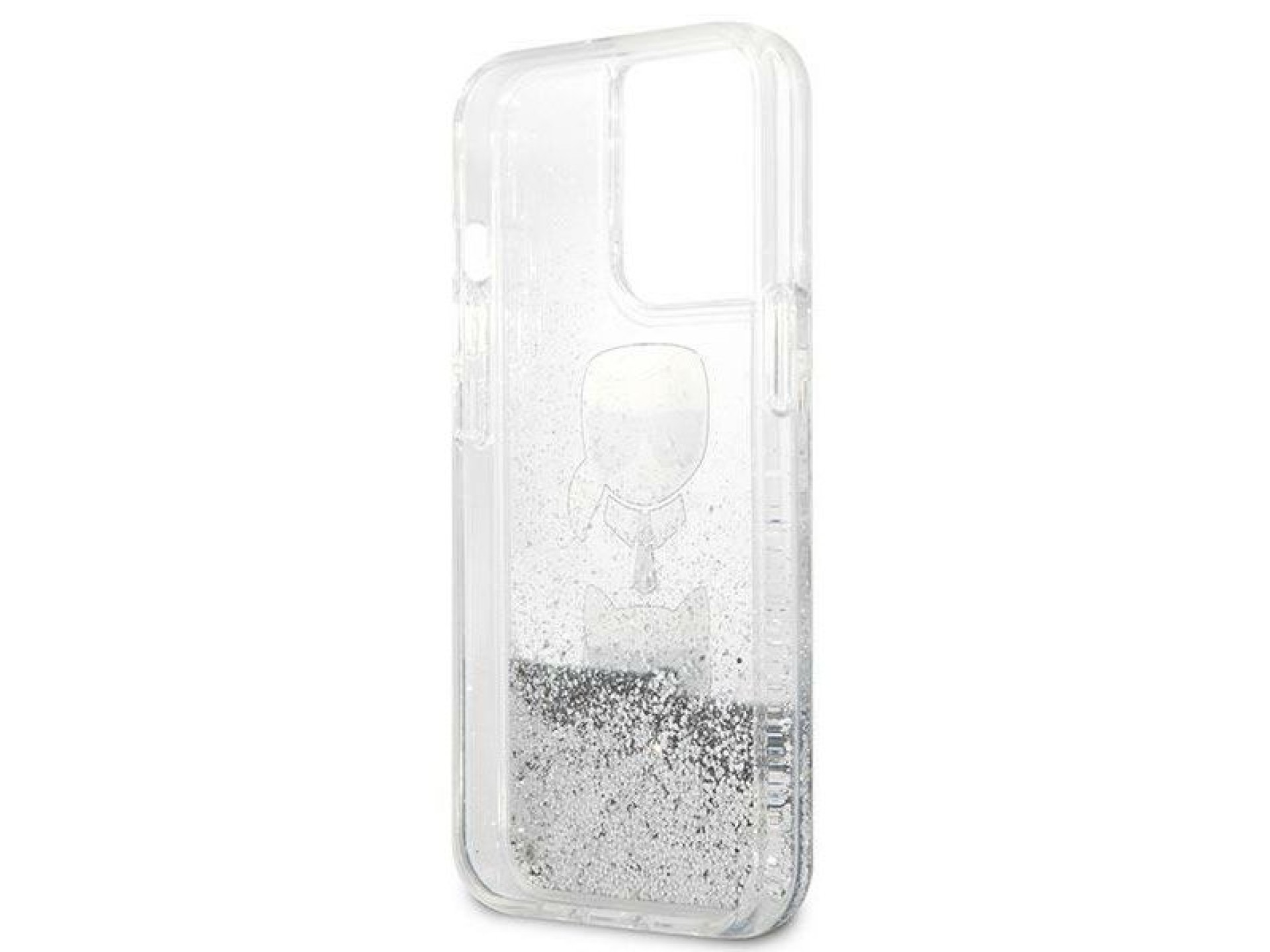 Capa Karl Lagerfeld Liquid Glitter Karl&Choupette Head para iPhone 13 Pro Max - prata