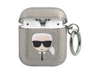 Karl Lagerfeld Glitter Karl's Head Case for AirPods 1/2 - Black