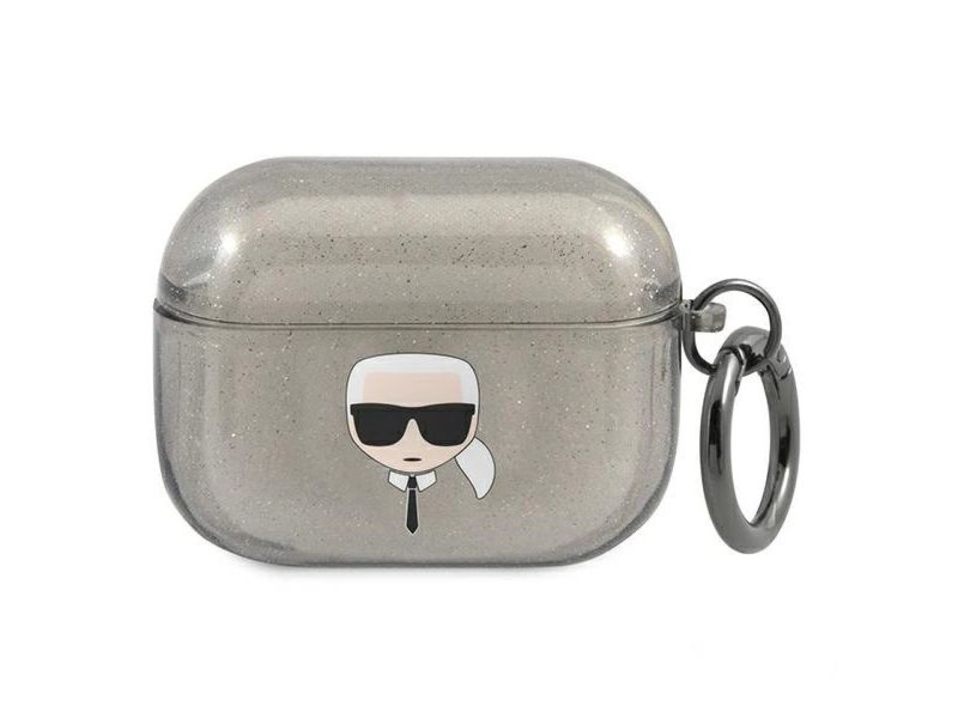 Karl Lagerfeld Glitter Karl's Head Case for AirPods Pro - Black