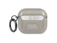 Capa para AirPods 3 com glitter e a cabe�a do Karl Lagerfeld - Preta