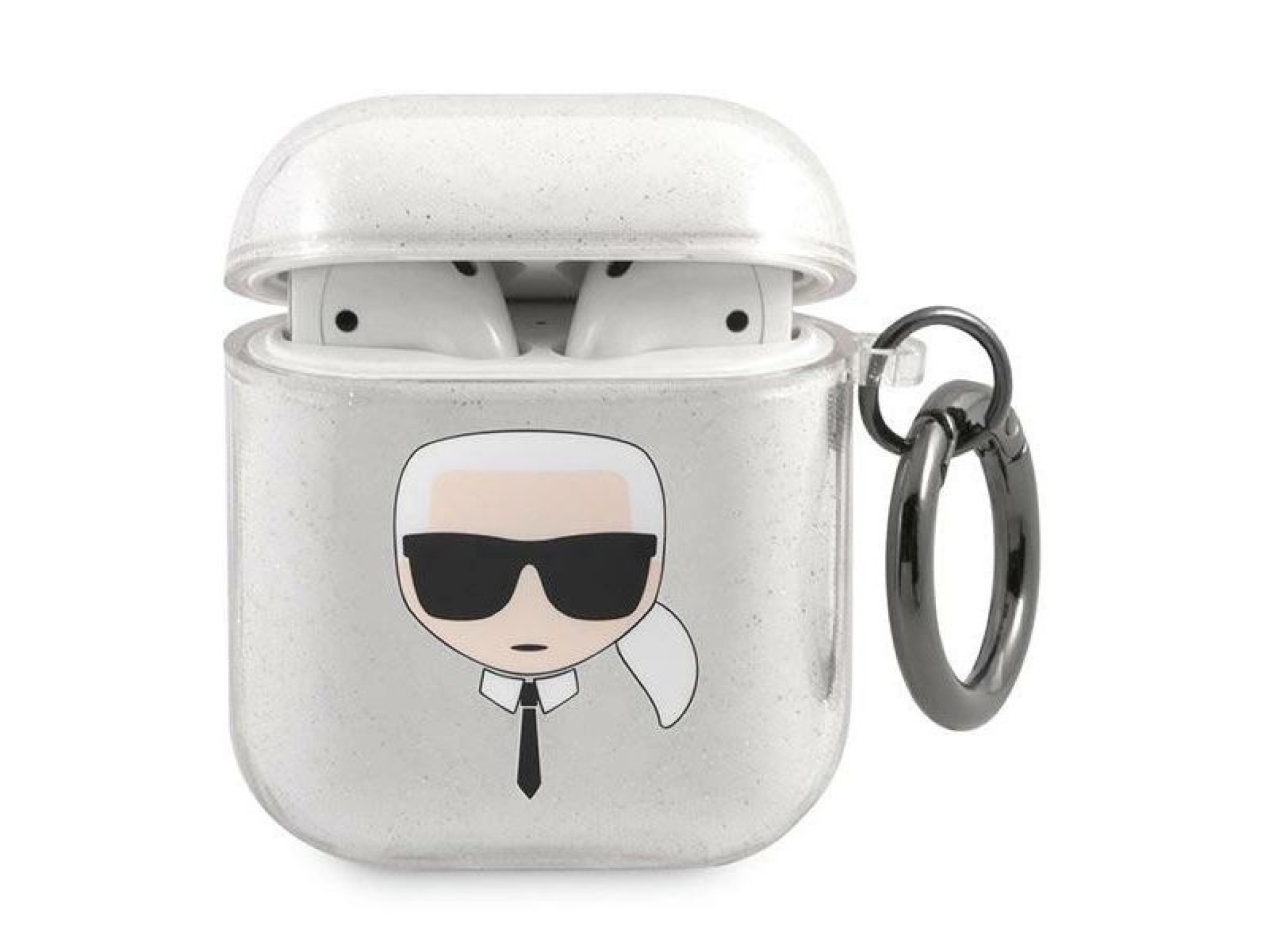 Karl Lagerfeld Glitter Karl's Head case for AirPods 1/2 - silver