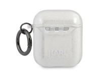 Karl Lagerfeld Glitter Karl's Head case for AirPods 1/2 - silver Karl Lagerfeld Glitter Karl's Head case for AirPods 1/2 - silver