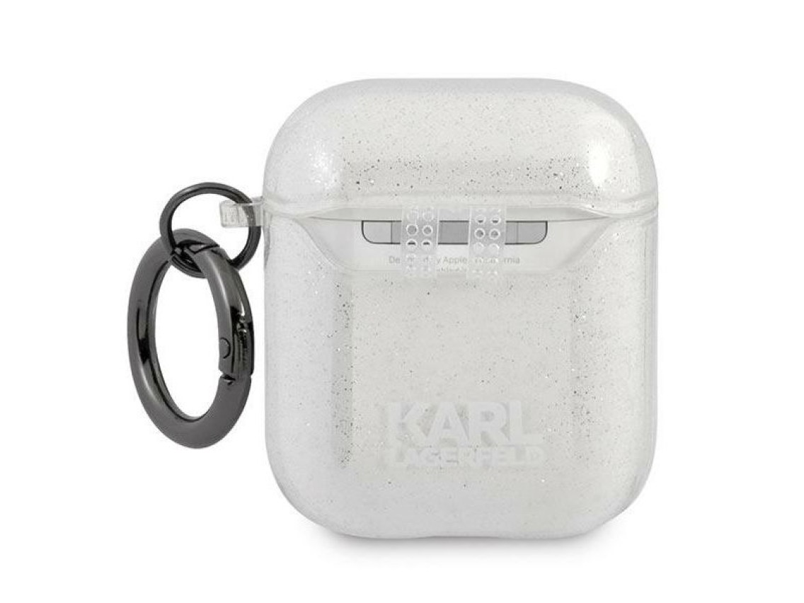 Karl Lagerfeld Glitter Karl's Head case for AirPods 1/2 - silver