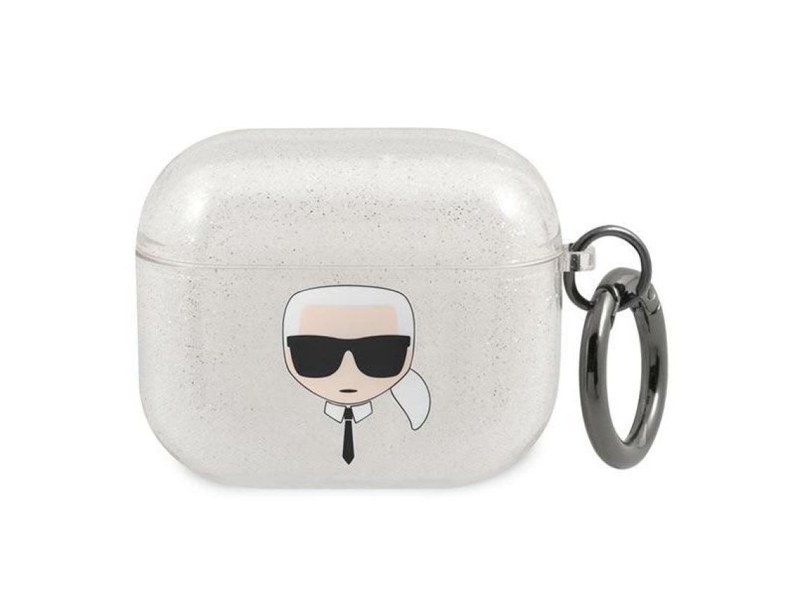 Karl Lagerfeld Glitter Karl's Head case for AirPods 3 - silver