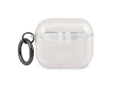 Karl Lagerfeld Glitter Karl's Head case for AirPods 3 - silver Karl Lagerfeld Glitter Karl's Head case for AirPods 3 - silver