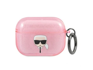 Funda con purpurina Karl's Head de Karl Lagerfeld para AirPods Pro - Rosa
