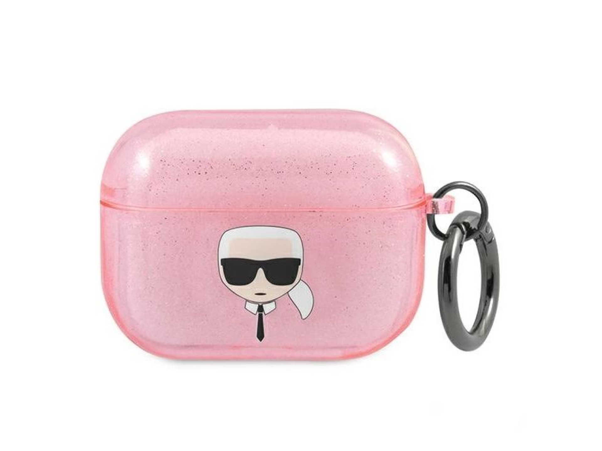 Funda con purpurina Karl's Head de Karl Lagerfeld para AirPods Pro - Rosa