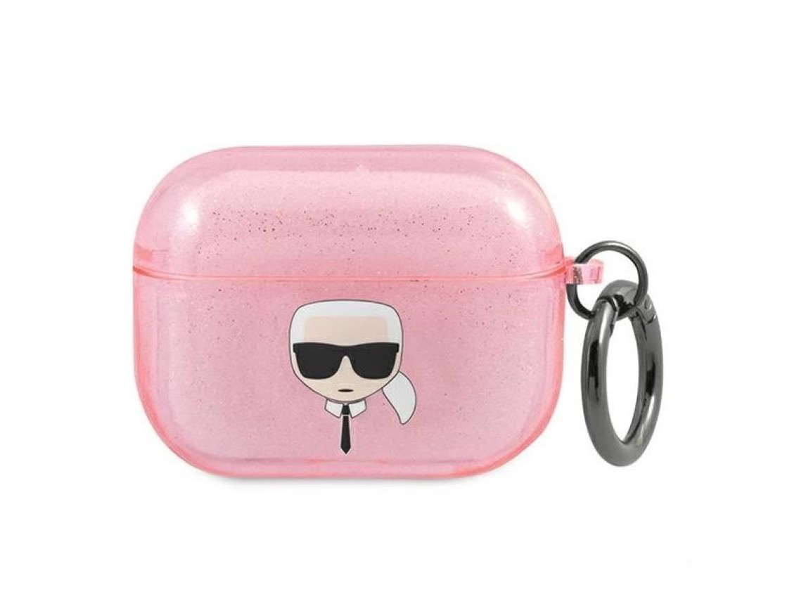 Funda con purpurina Karl's Head de Karl Lagerfeld para AirPods Pro - Rosa