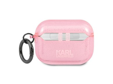 Funda con purpurina Karl's Head de Karl Lagerfeld para AirPods Pro - Rosa