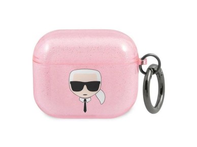 Capa para AirPods 3 Karl Lagerfeld Glitter Karl's Head - Rosa