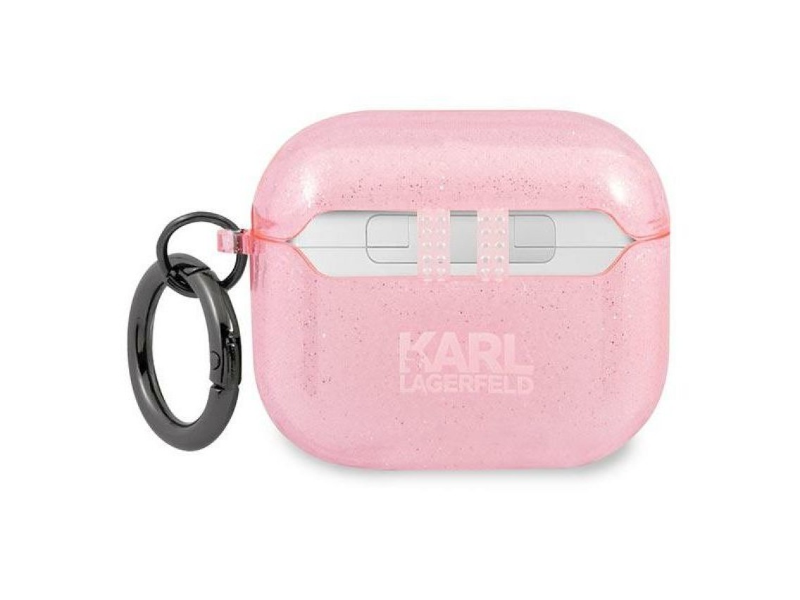 Capa para AirPods 3 Karl Lagerfeld Glitter Karl's Head - Rosa
