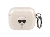 Capa para AirPods 3 com glitter em formato de cabeça de Karl Lagerfeld - Dourada Capa para AirPods 3 com glitter em formato de cabeça de Karl Lagerfeld - Dourada