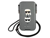 Bolsa Karl Lagerfeld Saffiano Ikonik Karl&Choupette Head 6.7'' - Cinza Bolsa Karl Lagerfeld Saffiano Ikonik Karl&Choupette Head 6.7'' - Cinza