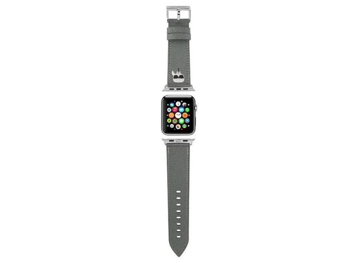 Pulseira Karl Lagerfeld KLAWMOKHG para Apple Watch 38/40/41mm prata / pulseira prateada Saffiano Kar