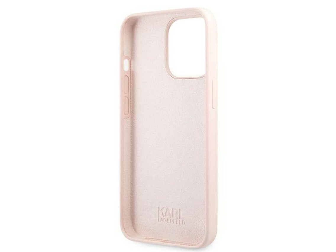 Capa MagSafe Karl Lagerfeld Ikonik Karl&Choupette em silicone para iPhone 13 Pro / iPhone 13 - Rosa