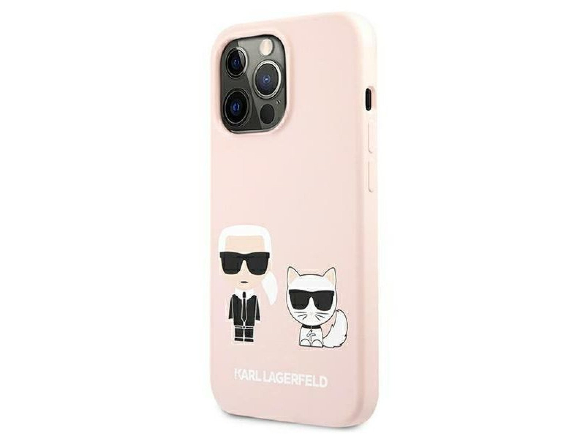 Funda de silicona Karl Lagerfeld Ikonik Karl&Choupette MagSafe para iPhone 13 Pro Max - Rosa claro