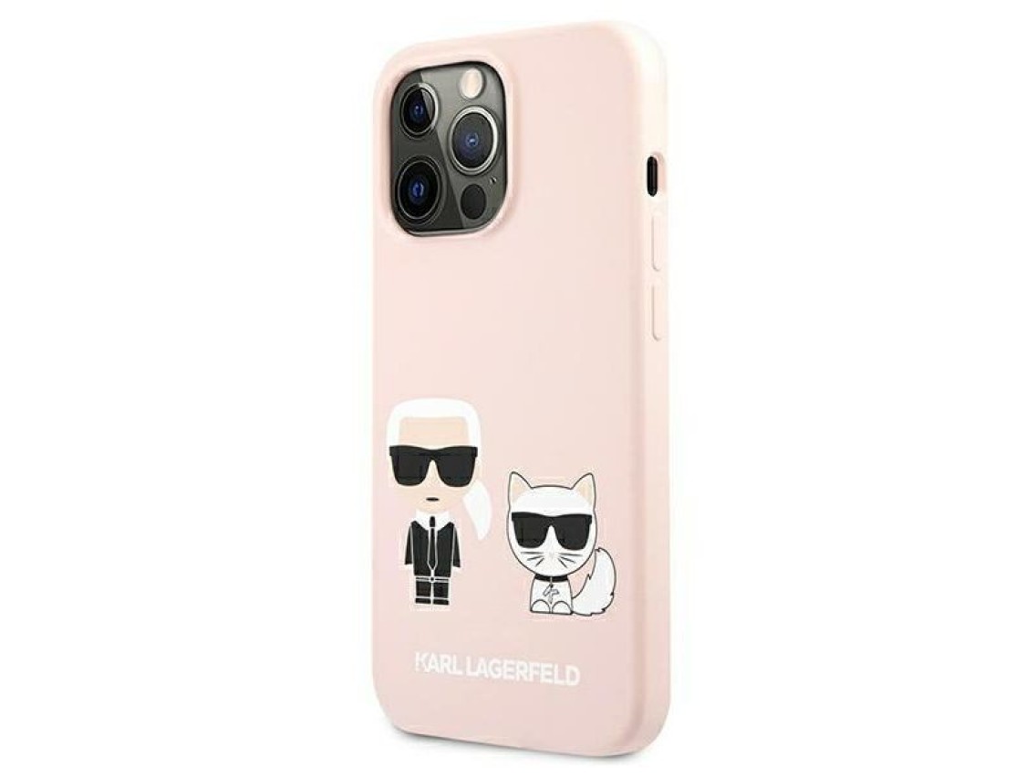 Funda de silicona Karl Lagerfeld Ikonik Karl&Choupette MagSafe para iPhone 13 Pro Max - Rosa claro
