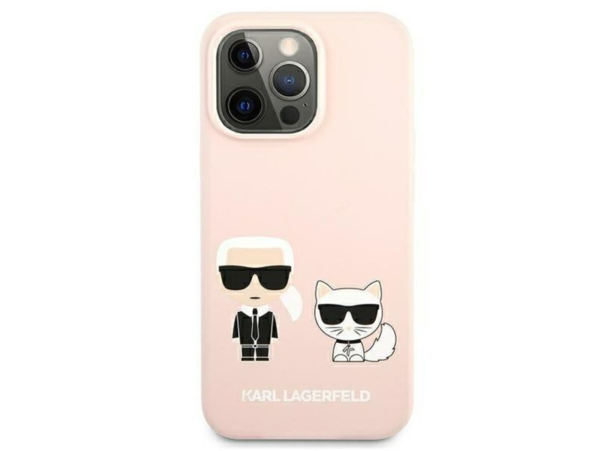 Funda de silicona Karl Lagerfeld Ikonik Karl&Choupette MagSafe para iPhone 13 Pro Max - Rosa claro